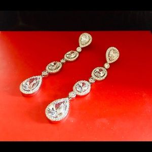 Nadri Linear Silver Cubic Zirconia Earrings